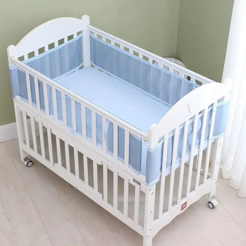 2-Pieces-Set-Newborn-Crib-Set-Bed-Surround-Protector-Baby-Mesh-Crib-Bumper-Breathable-Summer-Crib-2