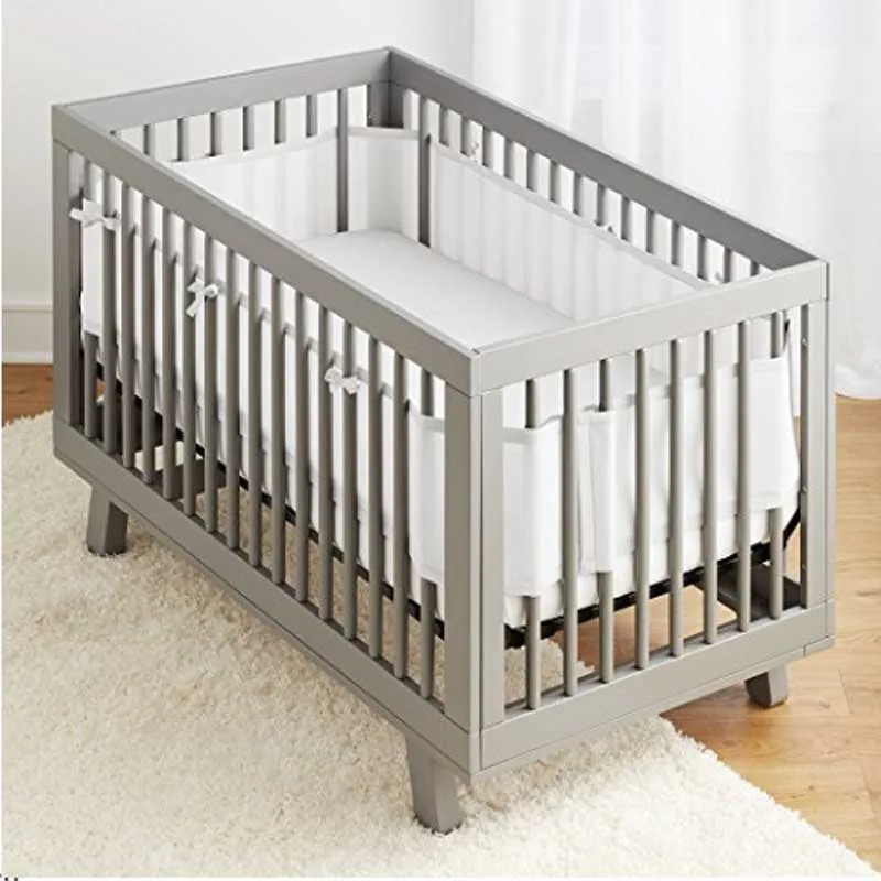 2-Pieces-Set-Newborn-Crib-Set-Bed-Surround-Protector-Baby-Mesh-Crib-Bumper-Breathable-Summer-Crib