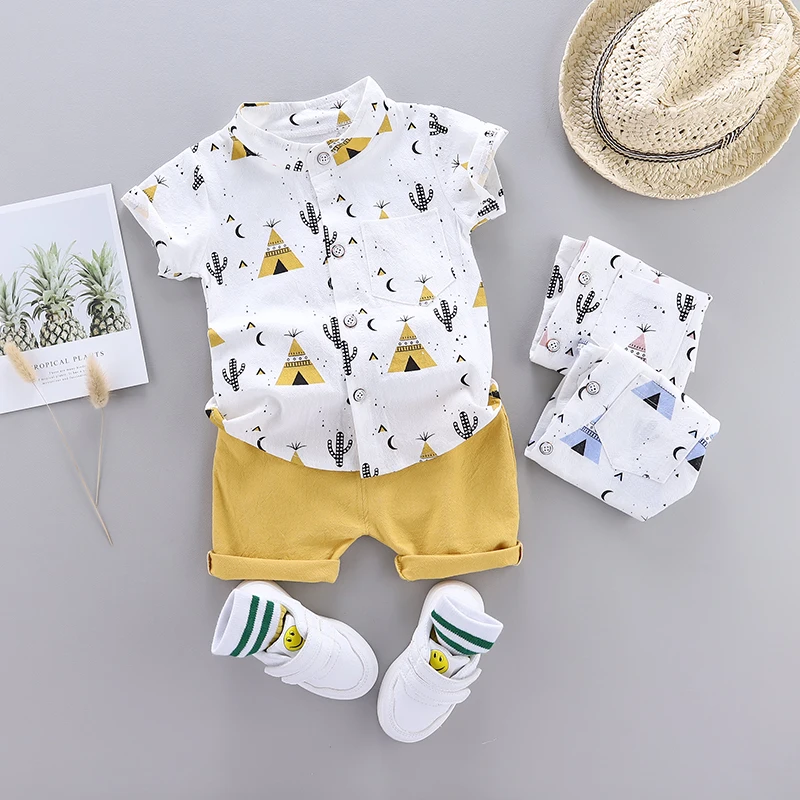 Baby-Clothes-Cool-Pyramid-Summer-Short-sleeved-Shirt-Set