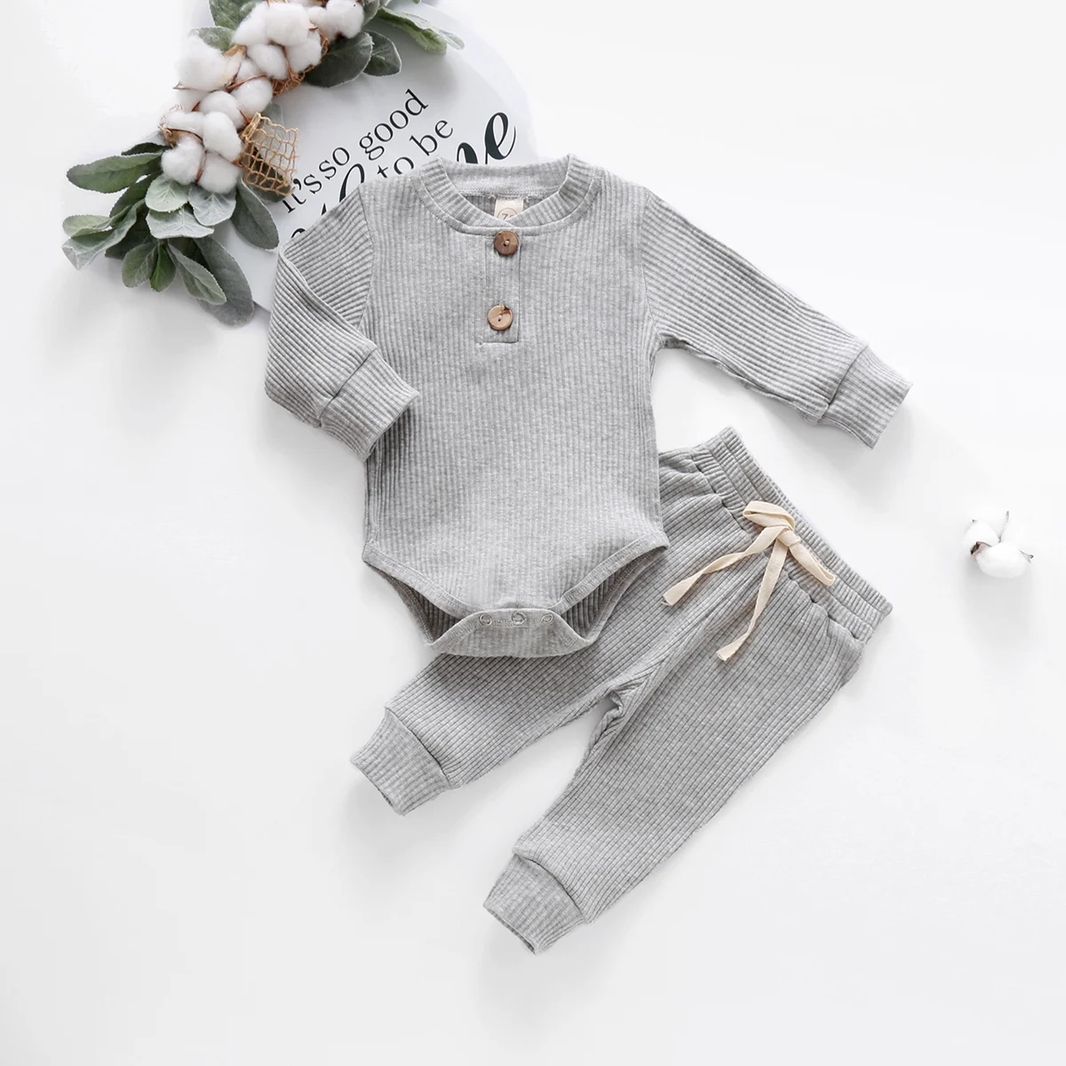Infant-Newborn-Baby-Girl-Boy-Spring-Autumn-Ribbed-Plaid-Solid-Clothes-Sets-Long-Sleeve-Bodysuits-Elastic-2