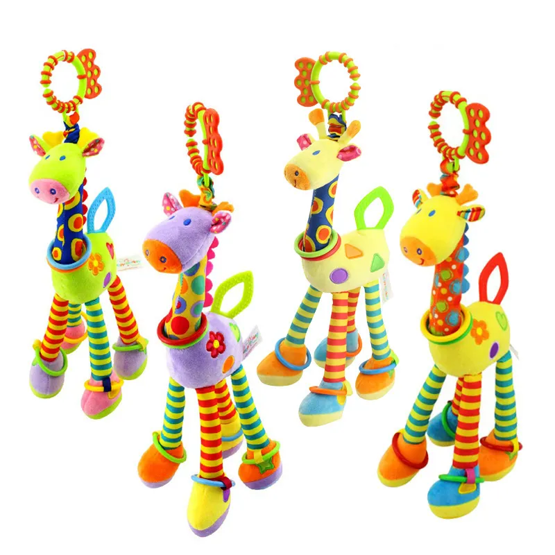Soft-Giraffe-Animal-Handbells-Rattles-Plush-Infant-Toddler-Car-Bed-Hanging-Toy-Baby-Early-Education-Development