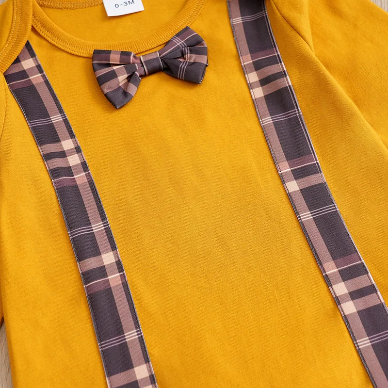 Solid-color-jacket-Plaid-printed-pants-long-sleeve-cotton-fashion-set-0-18-months-Newborn-Baby-2