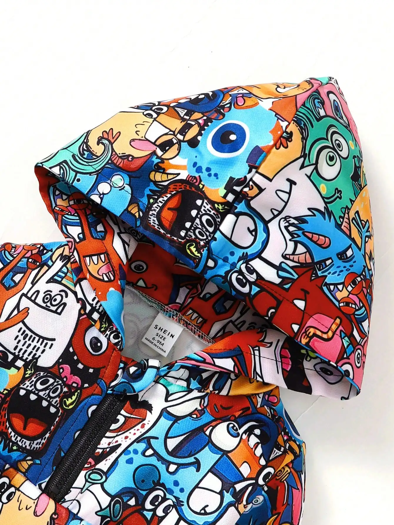 Two-Sets-Of-Baby-Boys-Casual-Cute-Monster-Pattern-Half-Open-Front-Hoodie-Pants-Spring-And-5